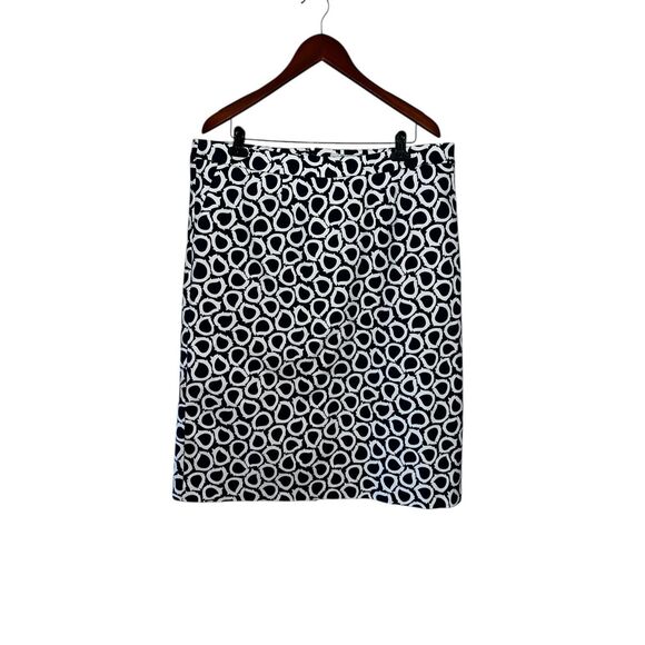 Boden woman’s 16R Pencil A line Skirt Geometric Print Blue & White career New - Picture 2 of 6